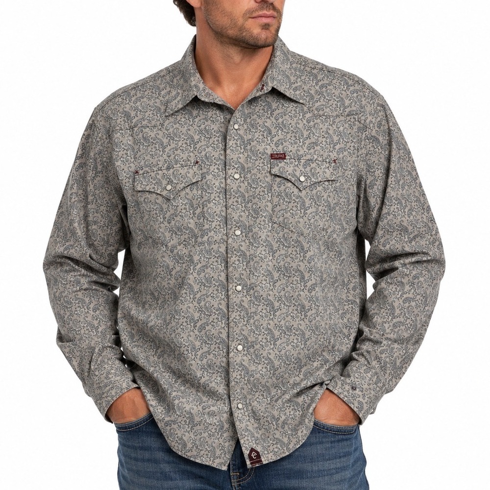 Rafter C Shirt Pearl Snap Western Cowboy Rodeo Cotton Paisley‎ Mens Size XXL 2XL
